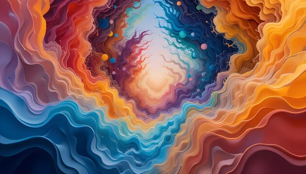 Abstract Cosmic Landscape with Swirling Colorful Clouds