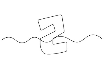 Number 2 in continuous line drawing style. editable One line drawing of number 2 icon. Vector illustration
