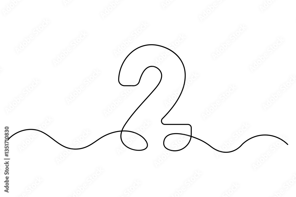 Poster number 2 in continuous line drawing style. editable one line drawing of number 2 icon. vector illust