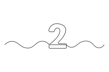 Number 2 in continuous line drawing style. editable One line drawing of number 2 icon. Vector illustration
