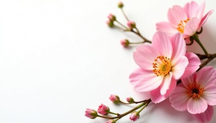 Pure white background with delicate floral arrangement, craft, macro, feminine