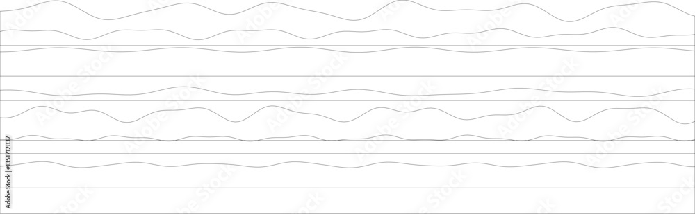 Poster abstract minimalist line waves on white background with horizontal stripes.