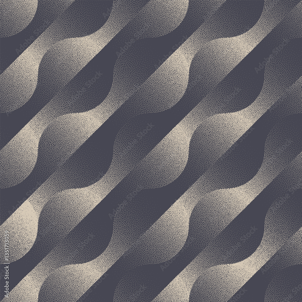 Aufkleber smooth wavy tilted strips seamless pattern trend dot work abstract vector background. continuous inc