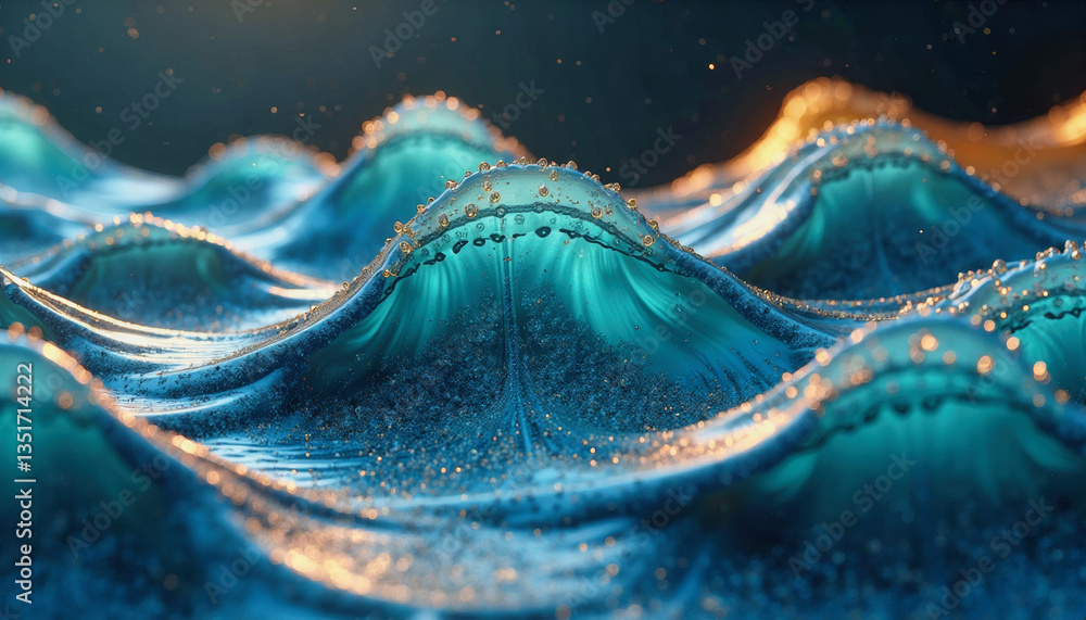Poster iridescent liquid swirls and crests in a mesmerizing display of flowing, crystalline forms. graphica