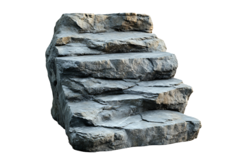 Big hard rock boulder stone podium stage Isolated on Transparent Background PNG Image.