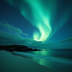 Naklejka premium auroras over a deserted island