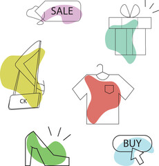  a set of six of simple Business Icons for Online Shops and Social Media Highlights