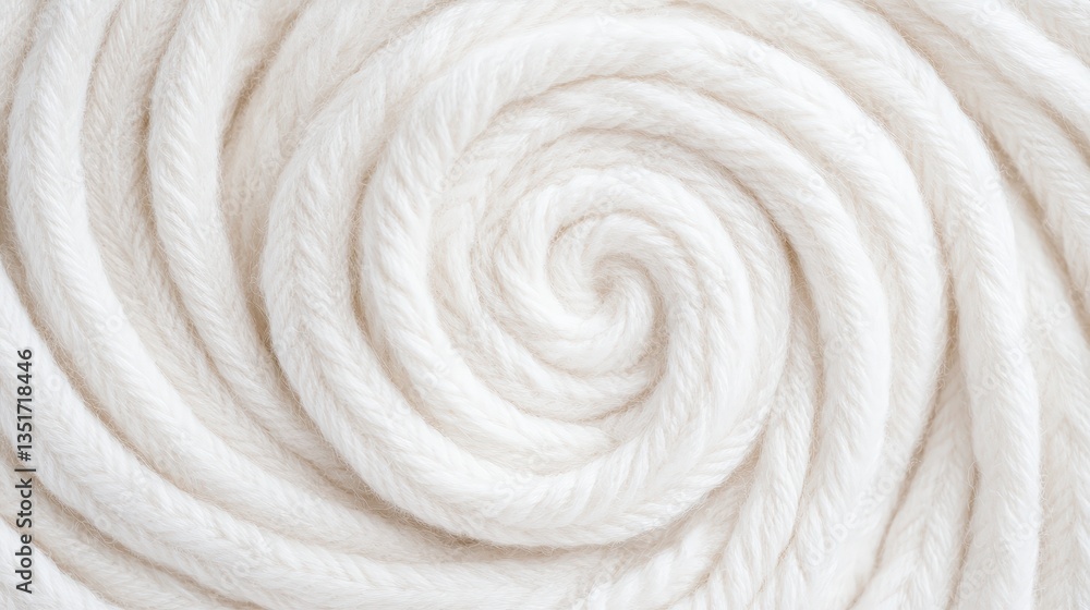 Aufkleber a close-up view of a spiral of white wool, showcasing its soft texture and intricate pattern.