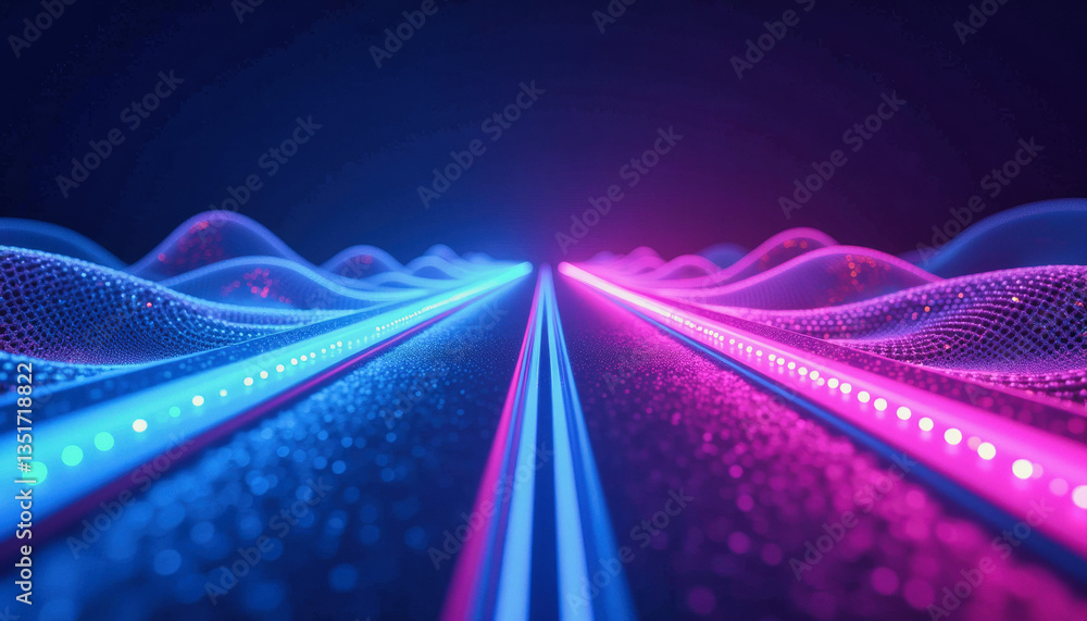 Aufkleber vibrant neon light streams converge into a futuristic tunnel of pulsating energy and data. graphical