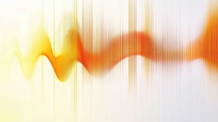 A white background with an abstract orange and yellow sound wave pattern, the wave flowing gently from left to right