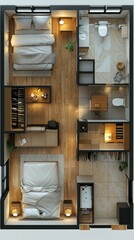 Modern Apartment Floor Plan: Luxurious Two-Bedroom Design