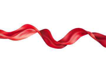 Red silk fabric flowing elegantly on black background abstract art design