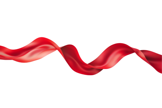 Red silk fabric flowing elegantly on black background abstract art design