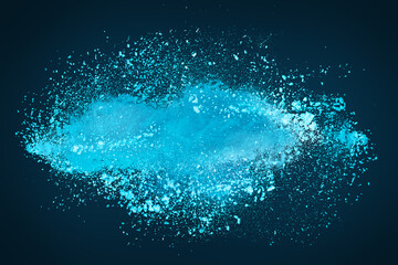 Blue Powder Explosion Abstract Background Freeze Motion Dust Particles Splash Cloud Artistic...