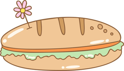 Fast food, drinks, ice cream, hand drawn