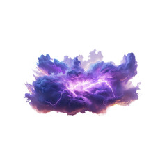 Fototapeta premium A striking cloud features dynamic lightning, set against a clean transparent backdrop for versatile use in various designs.