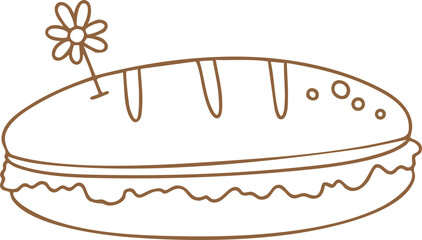 Line drawing, fast food, drinks, ice cream, hand drawn