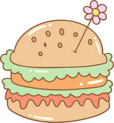 Fast food, drinks, ice cream, hand drawn