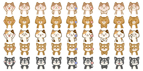 犬 猫 可愛い 表情 セット アイコン