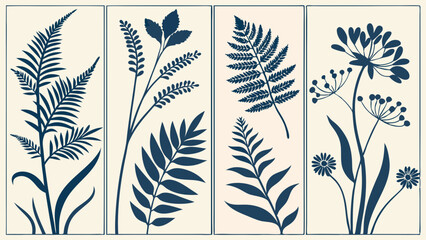 Fototapeta premium Tropical Foliage Line Art: Elegant line art illustration showcasing the intricate details of tropical foliage with a touch of gold.