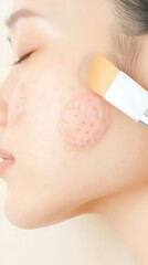 Woman applying face cream with closeup. (1)