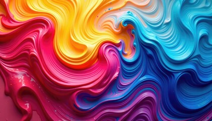 Fototapeta premium Abstract swirling paint textures in vibrant hues , texture, wave
