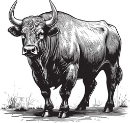 Bull cow cattle hand drawn vector illustration