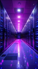 Neon-lit Server Room: A Glimpse into the Digital Core