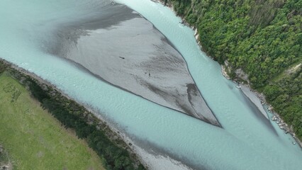 Rivière, pont, Nouvelle Zelande, drone