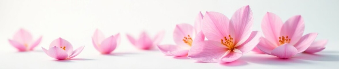 Delicate petals unfurl on a pristine white surface, isolated, delicate, clean