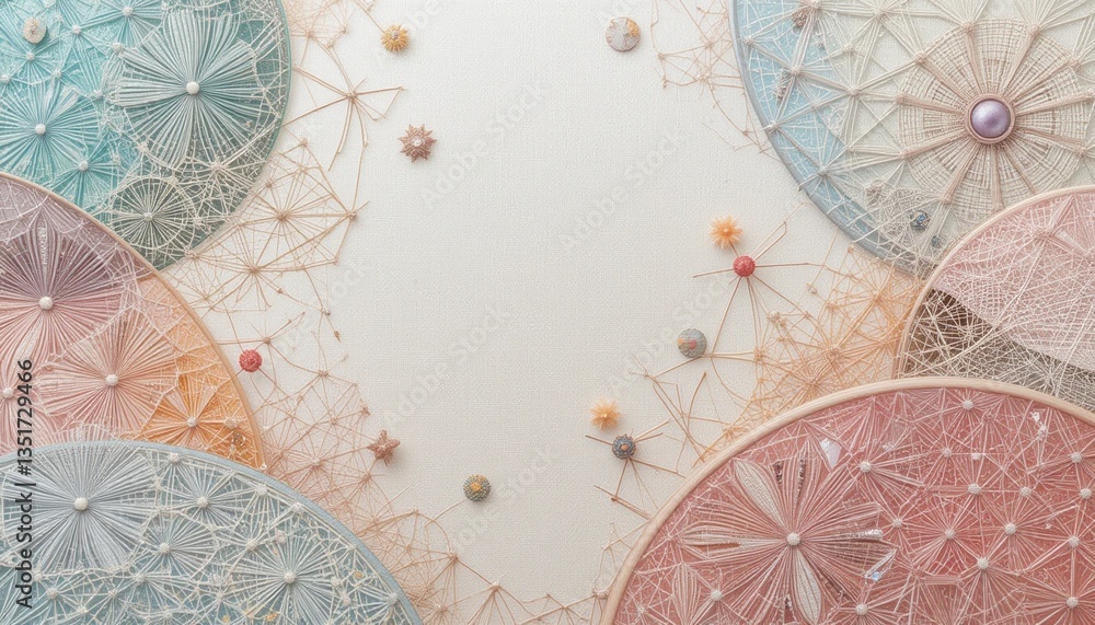 Poster intricate abstract artwork displaying circular patterns and textures art studio setting digital desi
