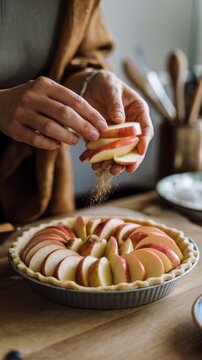 Baking a pie apples sugar and cinnamon