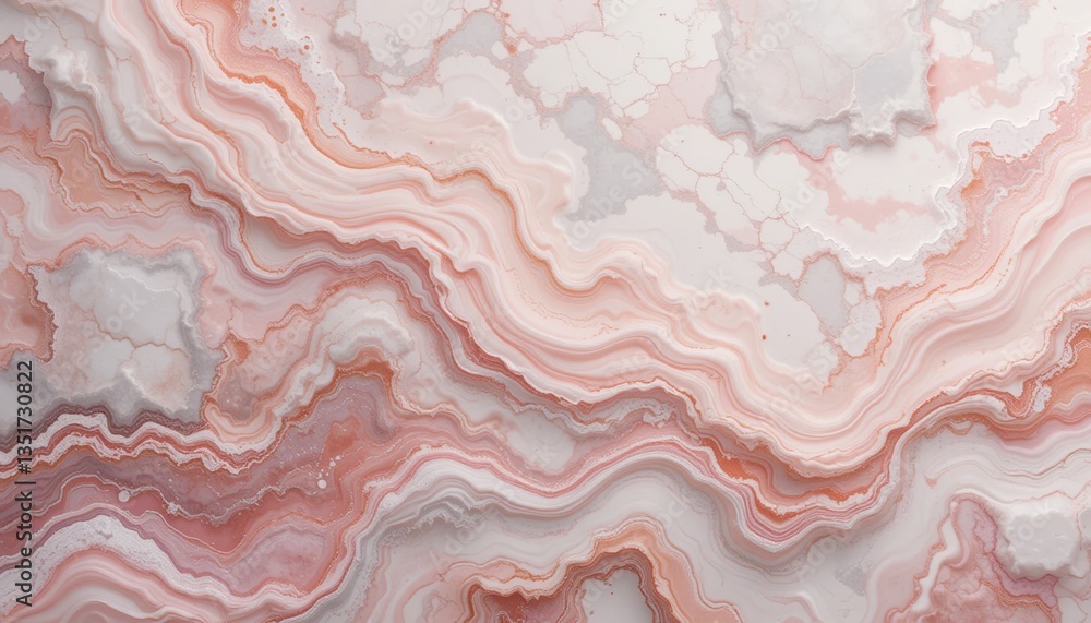 Poster fluid flow patterns in soft pink tones abstract art digital design modern aesthetic close-up perspec