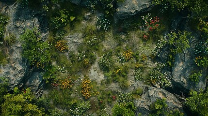 Aerial view of cracked dry earth with deep fissures, showcasing land subsidence and drought impact, environmental change and climate crisis concept.