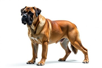 Obraz premium Majestic mastiff, powerful stance, white background, white, strong dog