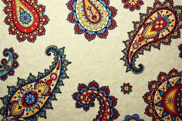 Subtle paisley print in muted earth tones on linen , natural, calm, country