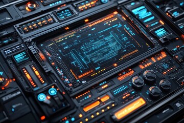 Obraz premium Futuristic Technology Interface: A Cyberpunk Control Panel