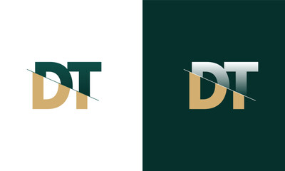 Letter DT and TD cutting and linked logo with Creative monogram logo design