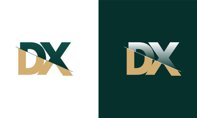 Letter DX and XD cutting and linked logo with Creative monogram logo design