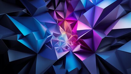 Obraz premium Abstract polygonal art with vibrant blue, purple, and pink hues