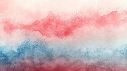 Abstract watercolor painting shows blending hues of red and blue