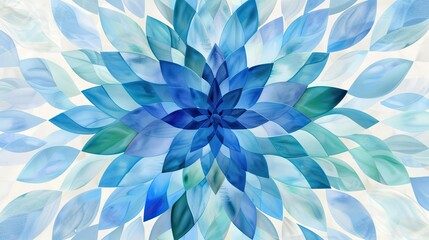 An artistic representation of a flower in shades of blue