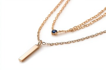 Minimalist Gold Chain Necklace with Sapphire Gemstone Pendant