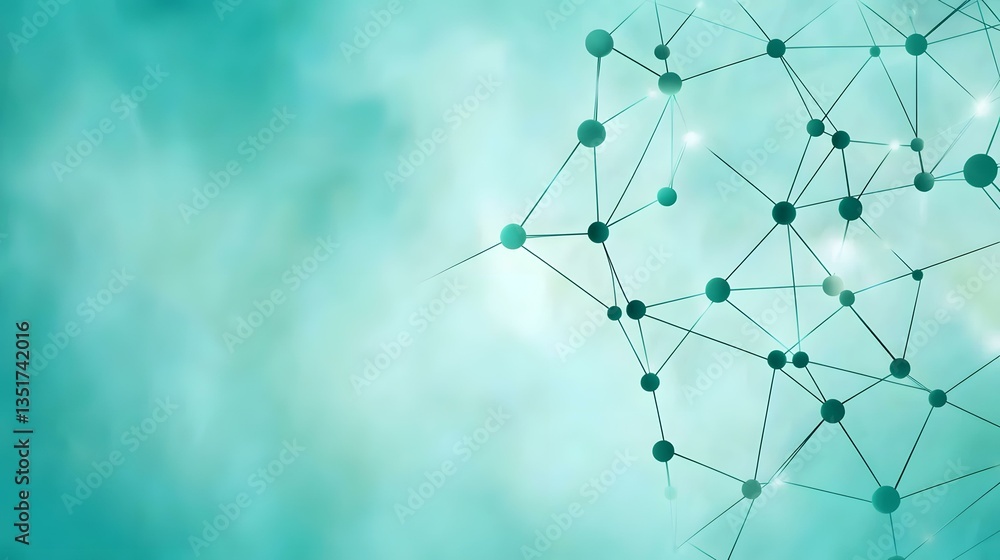 Poster an abstract image shows a teal-colored network of interconnected nodes against a blurred background.