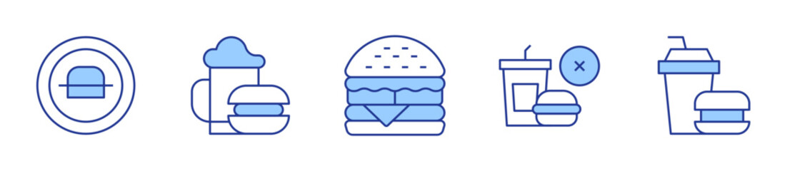 fast food, burger, no fast food. Fast food Icon vector illustration. Line Duotone style. Editable stroke
