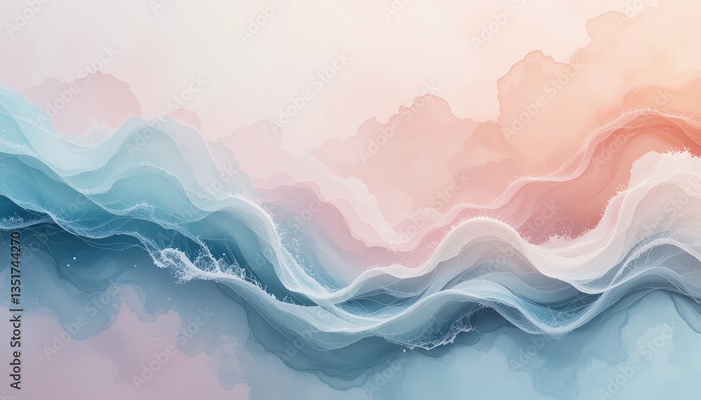 Poster Captivating abstract waves of color digital art visual experience serene environment aerial perspective fluid dynamics