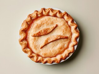 Delicious homemade apple pie on a light background.