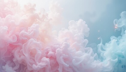 Fototapeta premium Soothing cloud movement abstract digital art ethereal atmosphere soft color palette aerial perspective conceptual representation