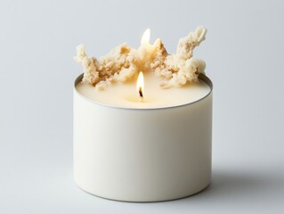 Elegant candle with unique decorative elements.