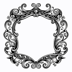 A black and white frame with a lot of detail and a very ornate design